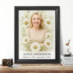 memorial portrait from photo with decorative floral frame