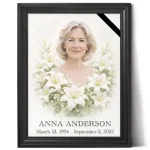 porcelain portrait for headstone with floral memorial design
