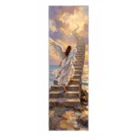 Decorative glass panel with an angel for a headstone, made of tempered glass with a durable ceramic print resistant to weather conditions