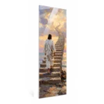 Glass ornament with the figure of Jesus made of tempered glass with a durable ceramic print for modern memorials and headstones