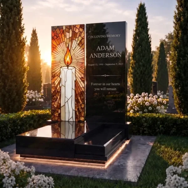 decorative panel for a memorial with a candle motif