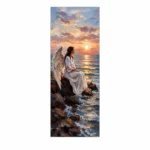 Glass panel for a headstone with an angel made of tempered glass with a durable ceramic print as an ornament for modern memorials