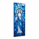 glass panel for a headstone with a religious motif depicting the Virgin Mary