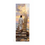 Glass panel with an image of Jesus made of tempered glass with a durable ceramic print for modern headstones and memorials