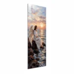Glass panel for a memorial with an angel made of tempered glass with a durable ceramic print as an elegant memorial ornament