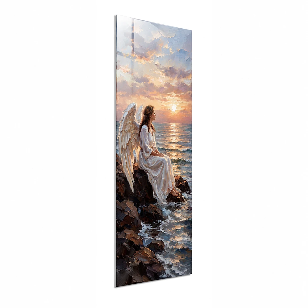 Memorial ornament – glass panel for a memorial with an angel Glass panel for a memorial with an angel made of tempered glass with a durable ceramic print as an elegant memorial ornament