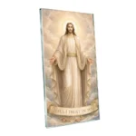 Image of Jesus for a headstone made on a glass panel with the inscription Jesus, I Trust in You