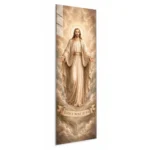 Image of Jesus for a memorial on a narrow glass panel with the inscription Jesus, I Trust in You