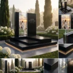 Modern memorial with a glass panel made of tempered glass with a durable ceramic print resistant to weather conditions
