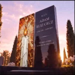 panel decorativo para monumento funerario con motivo de vela en vidrio