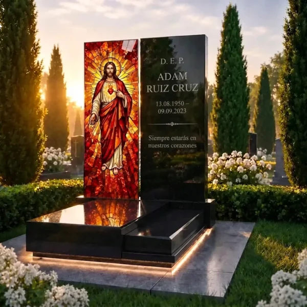 Panel decorativo para monumento funerario con motivo religioso del Sagrado Corazón de Jesús