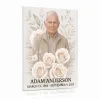 glass panel for memorial with photo and rose floral motif