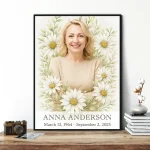 Custom memorial portrait with own photo and floral decoration in a frame