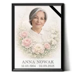 portret porcelanowy na nagrobek ze zdjęcia w oprawie kwiatowej