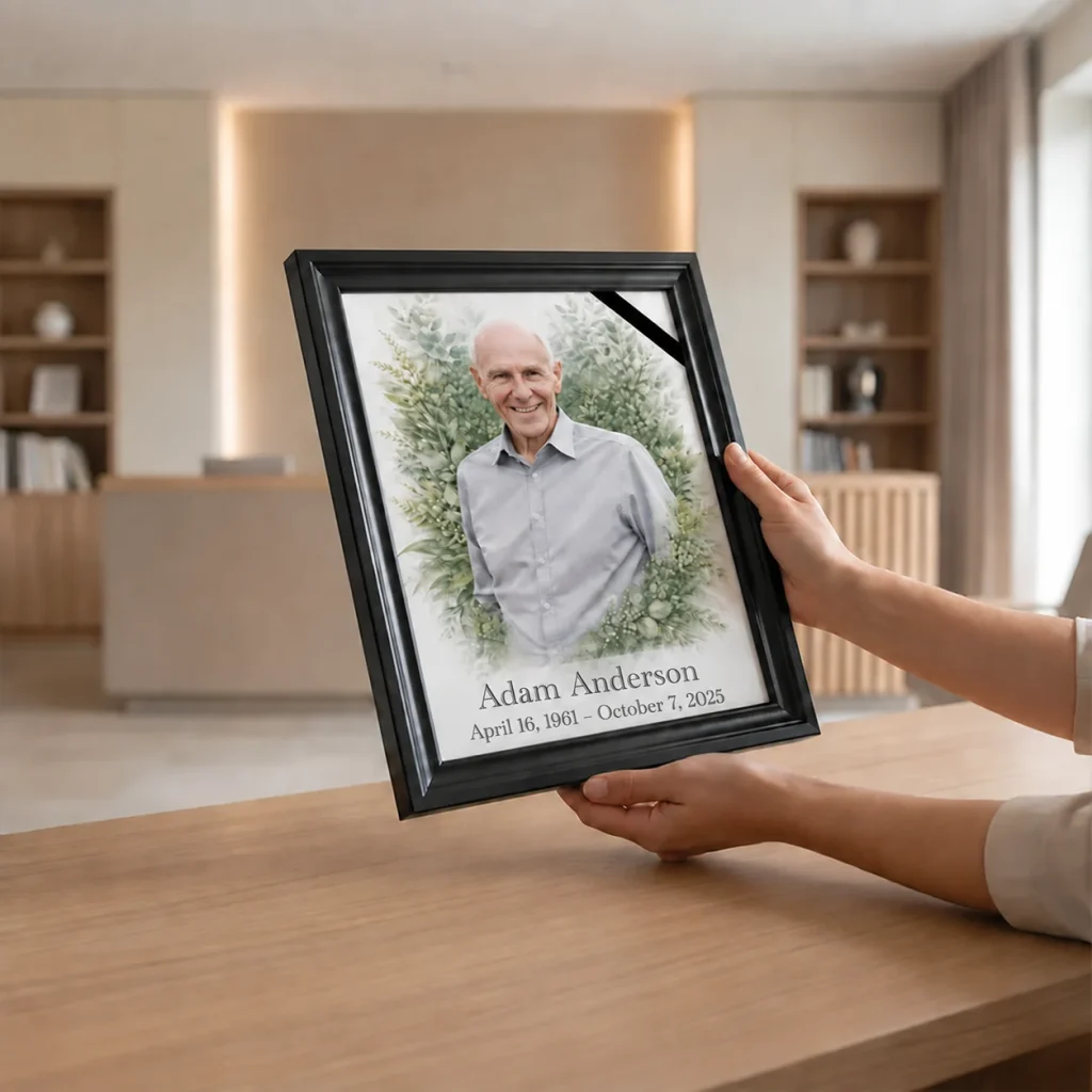 Retrato de porcelana para lápida con foto personalizada enmarcada