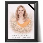 placa para lápida con foto personalizada enmarcada con motivo floral
