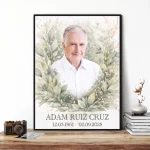 placa para lápida con foto personalizada del difunto enmarcada con motivo floral