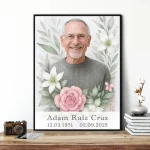 placa para lápida con foto personalizada y decoración floral