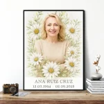 placa para lápida con foto personalizada y motivo floral