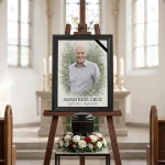 Retrato funerario personalizado con foto propia en marco enlutado