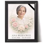 Placa personalizada para panteón con foto propia y marco negro