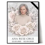 placa para lápida con foto personalizada y motivo floral