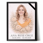 retrato de porcelana para lápida con motivo floral personalizado