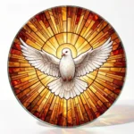 glass panel for a headstone with a religious dove motif