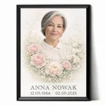 Spersonalizowany portret na pomnik wykonany na podstawie zdjęcia z motywem kwiatowym