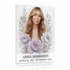 Tempered glass memorial plaque with colour photo of deceased and floral decoration