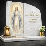 Vidrio para lápida con la imagen de la Virgen María – panel de vidrio decorativo para el monumento funerario