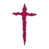 burgundy irregular glass cross for a headstone in slightly translucent kiln-fused glass, with a wine shade and wavy edges
