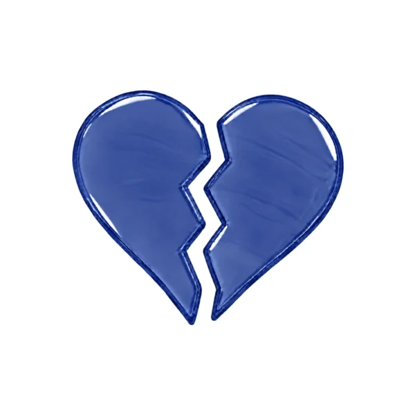 corazón de vidrio partido azul marino para lápida