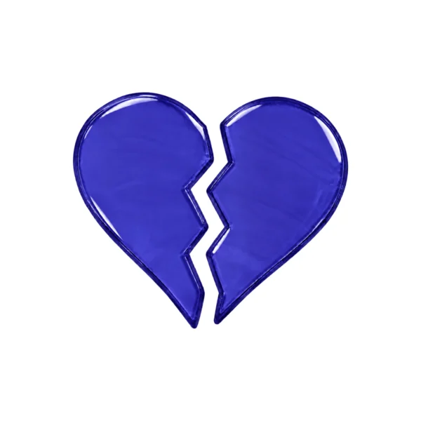 corazón de vidrio partido azul para lápida