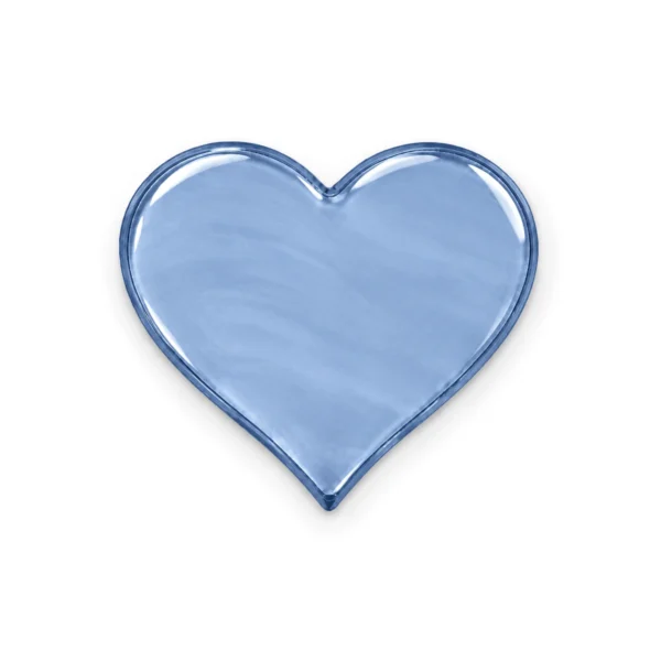 corazón de vidrio transparente azul claro para lápida