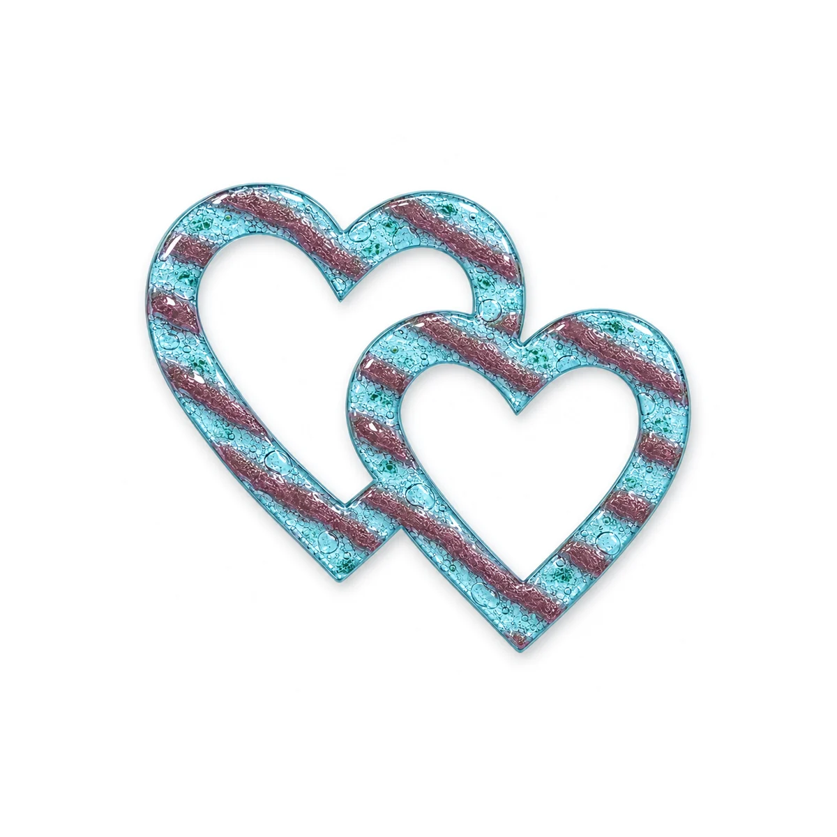 corazones de vidrio entrelazados con rayas burdeos para lápida, ligeramente translúcidos, de 10 mm, para pegar en un cajeado de la losa de piedra