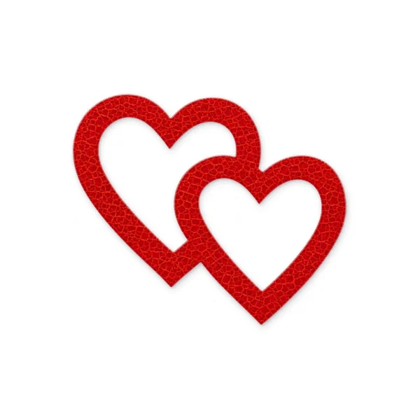 crackled red interlocking glass hearts for a headstone, opaque and 10 mm thick, for bonding into a recess in a stone tablet
