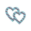 interlocking glass hearts with burgundy stripes for a headstone, slightly translucent and 10 mm thick, for bonding into a recess in a stone tablet