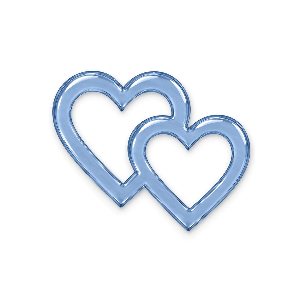 light blue interlocking glass hearts for a headstone, slightly translucent and 10 mm thick, for bonding into a recess in a stone tablet