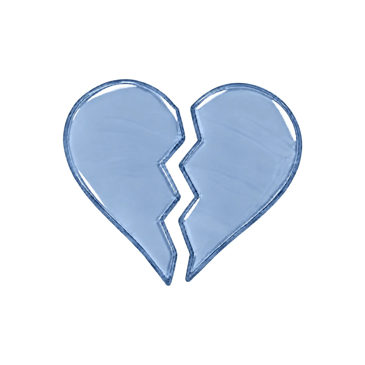 light blue split glass heart for a headstone