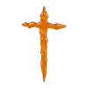 orange irregular glass cross for a headstone in slightly translucent kiln-fused glass, with an amber tone and wavy edges