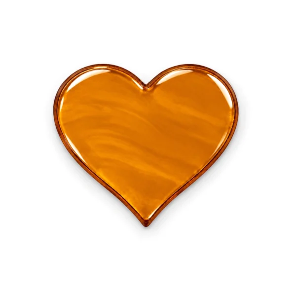 orange transparent glass heart for a headstone