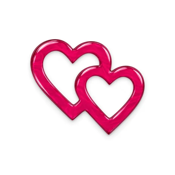 pink interlocking glass hearts for a headstone, slightly translucent and 10 mm thick, for bonding into a recess in a stone tablet