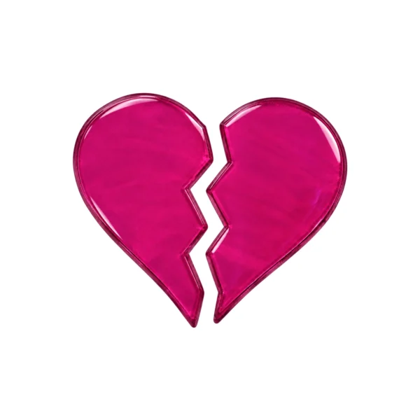 pink split glass heart for a headstone