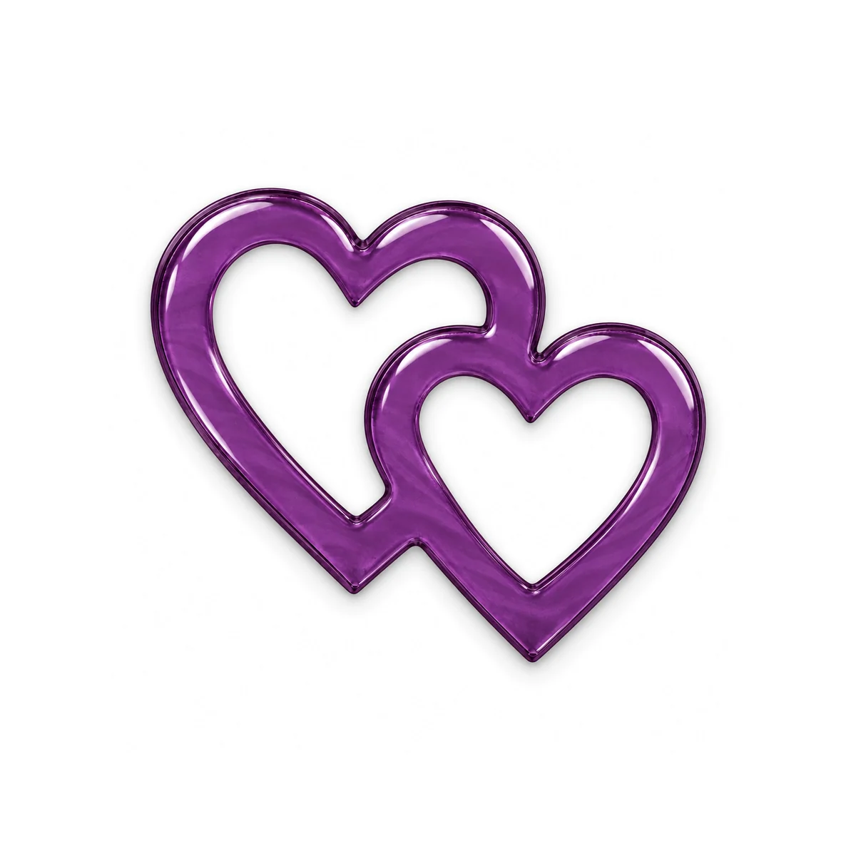 purple interlocking glass hearts for a headstone, slightly translucent and 10 mm thick, for bonding into a recess in a stone tablet