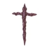 purple irregular glass cross with bubbles for a headstone in slightly translucent kiln-fused glass, with a plum tone and wavy edges