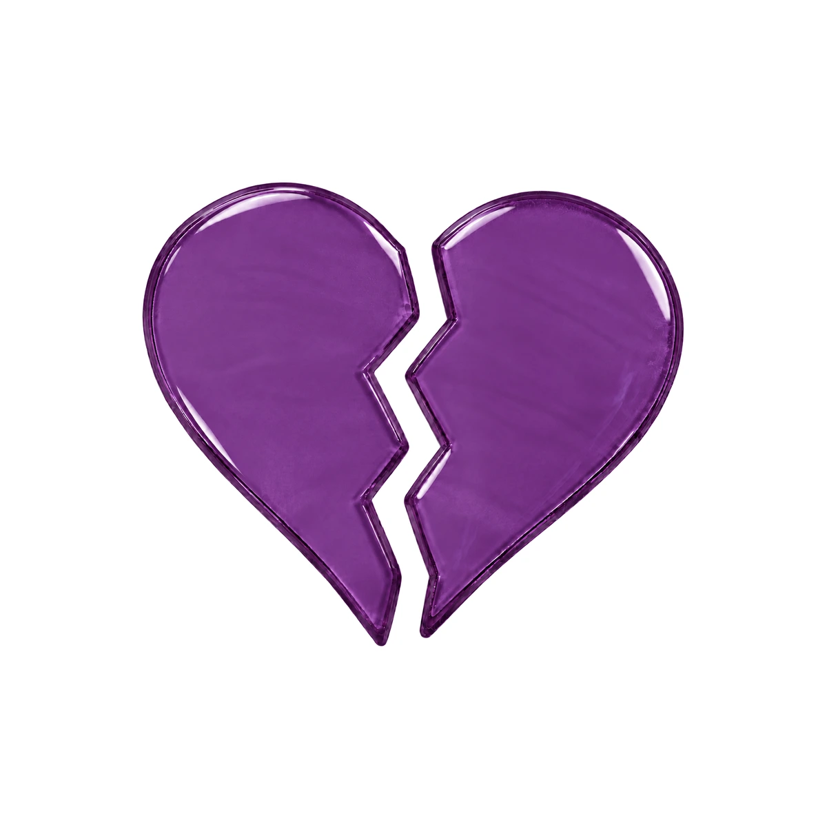 purple split glass heart for a headstone