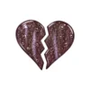 purple split glass heart with bubbles for a headstone