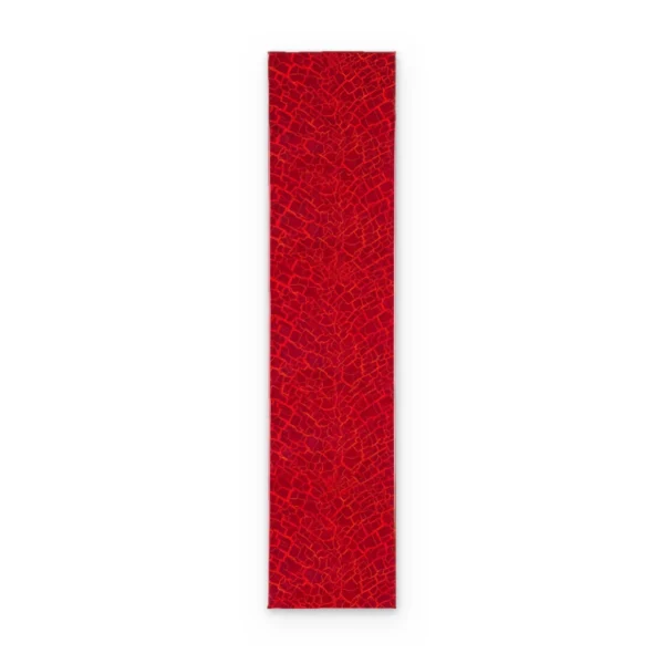 red decorative fused glass strip for a headstone with a crackled pattern