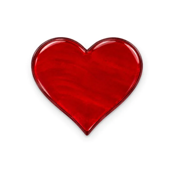 red transparent glass heart for a headstone